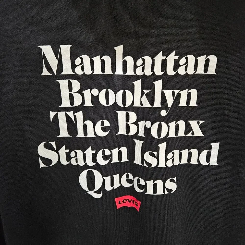 Levi's New York Hoodie Full Zip Black White Size Small